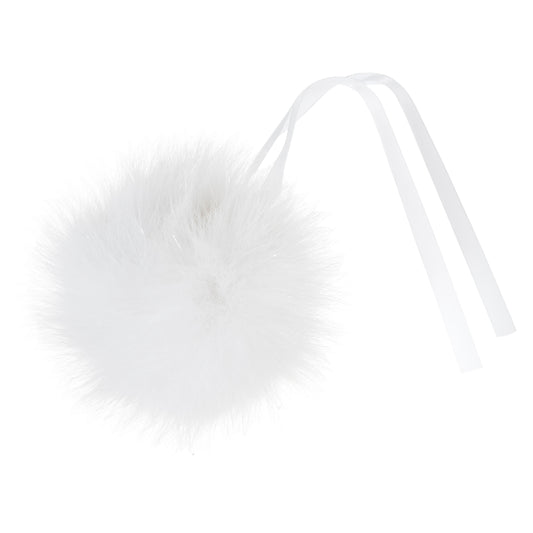 FAUX FUR POM POM -1 Piece - 11cm - WHITE GLITTER