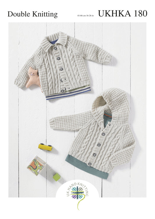 Knitting Pattern UKHKA/180 - Hooded & Collared Cardigans