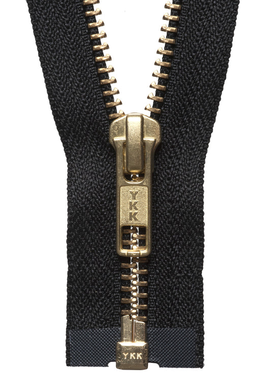Brass Metal Open Ended Zip - BLACK - 32" (81cm)