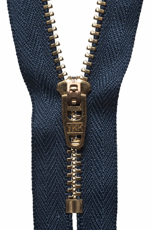 Brass Jeans Zip - DARK NAVY (Col 560) - 4" (10cm)