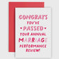 Marriage Performance Review - Anniversary card