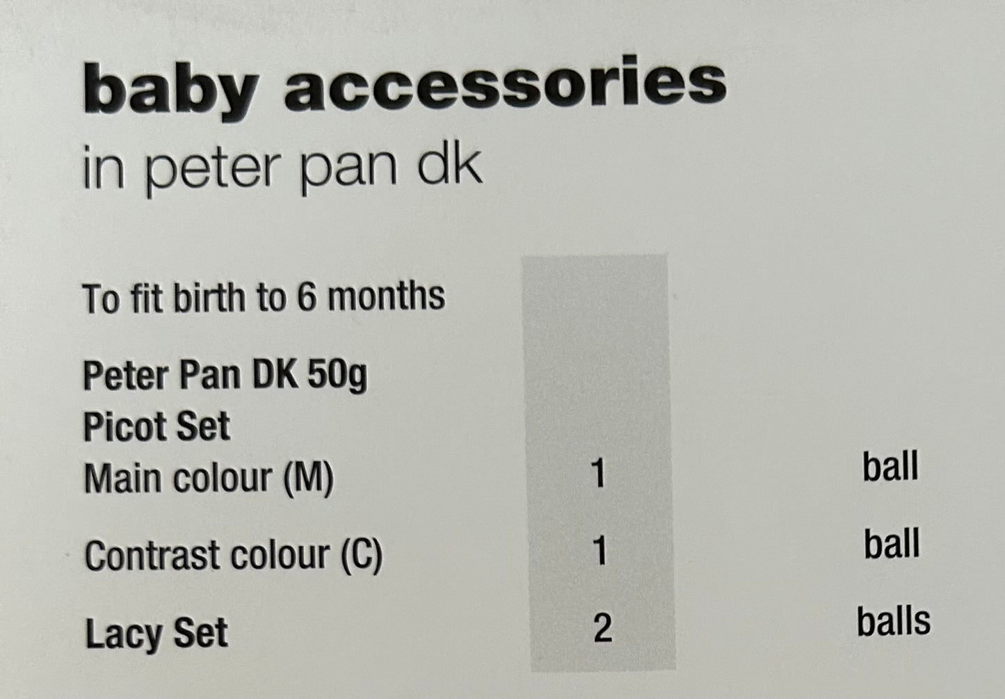 Knitting Pattern P1067 - Baby Accessories in Peter Pan DK