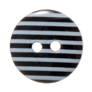 2 Hole Button - 15mm - Black Stripe