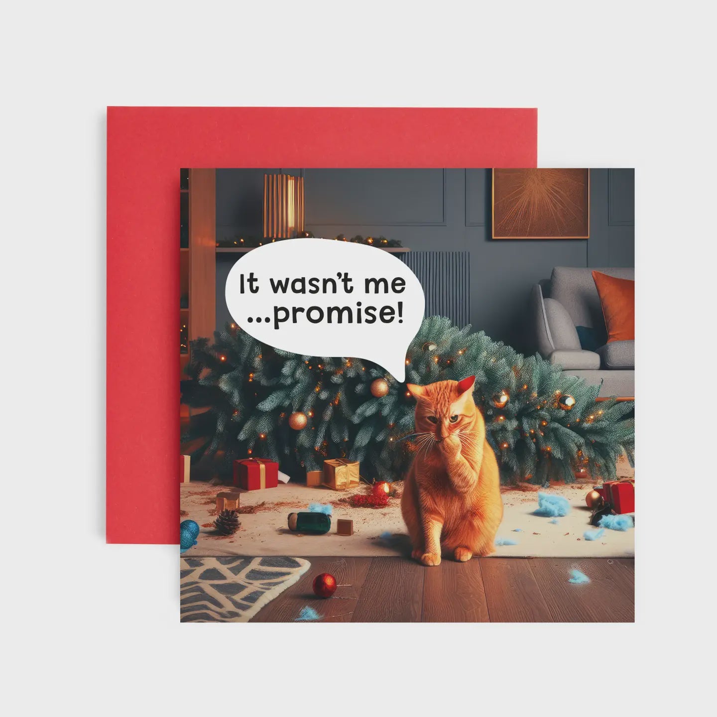 It Wasn't Me - Cat Versus Tree - Christmas Card