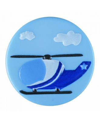 Button with Shank - 15mm - Helicopter - Blue