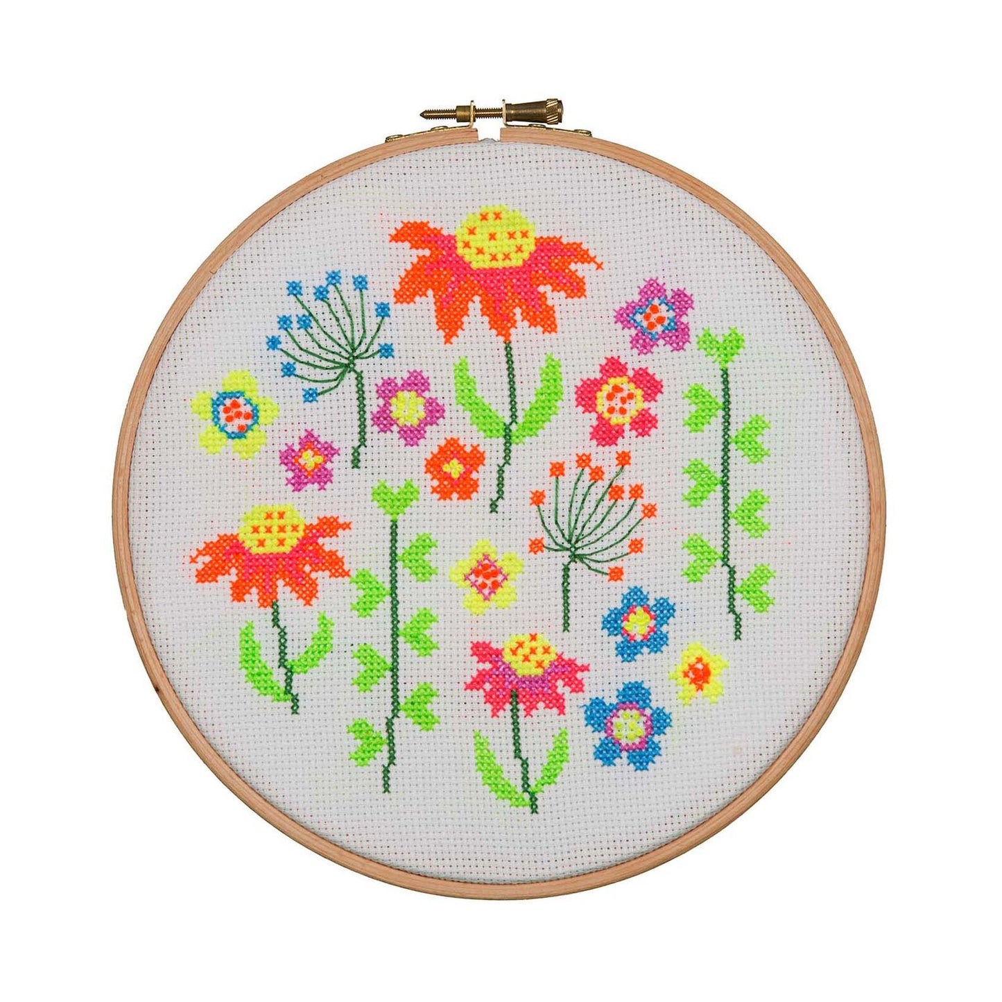 Counted Cross Stitch Kit - Beginners - Neon Scatter Floral