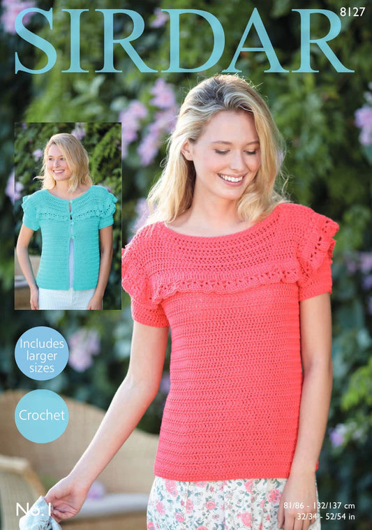 Crochet Pattern 8127 - Cardigan & Top in No 1 DK