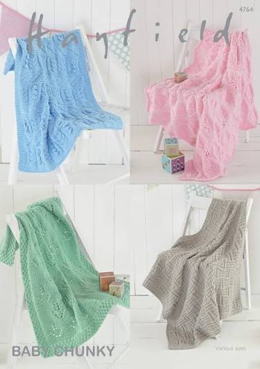 Knitting Pattern 4764 - Blankets in Baby Chunky