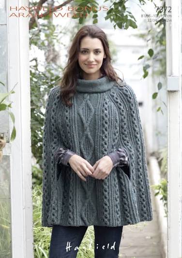 Knitting Pattern 7372 - Cape/Poncho in Bonus Aran Tweed