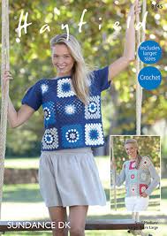 Crochet Pattern 8145 - Granny Square  Boxy Tops in Sundance DK