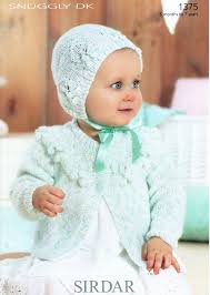 Knitting Pattern 1375 - Cardigan & Bonnet in Snuggly DK
