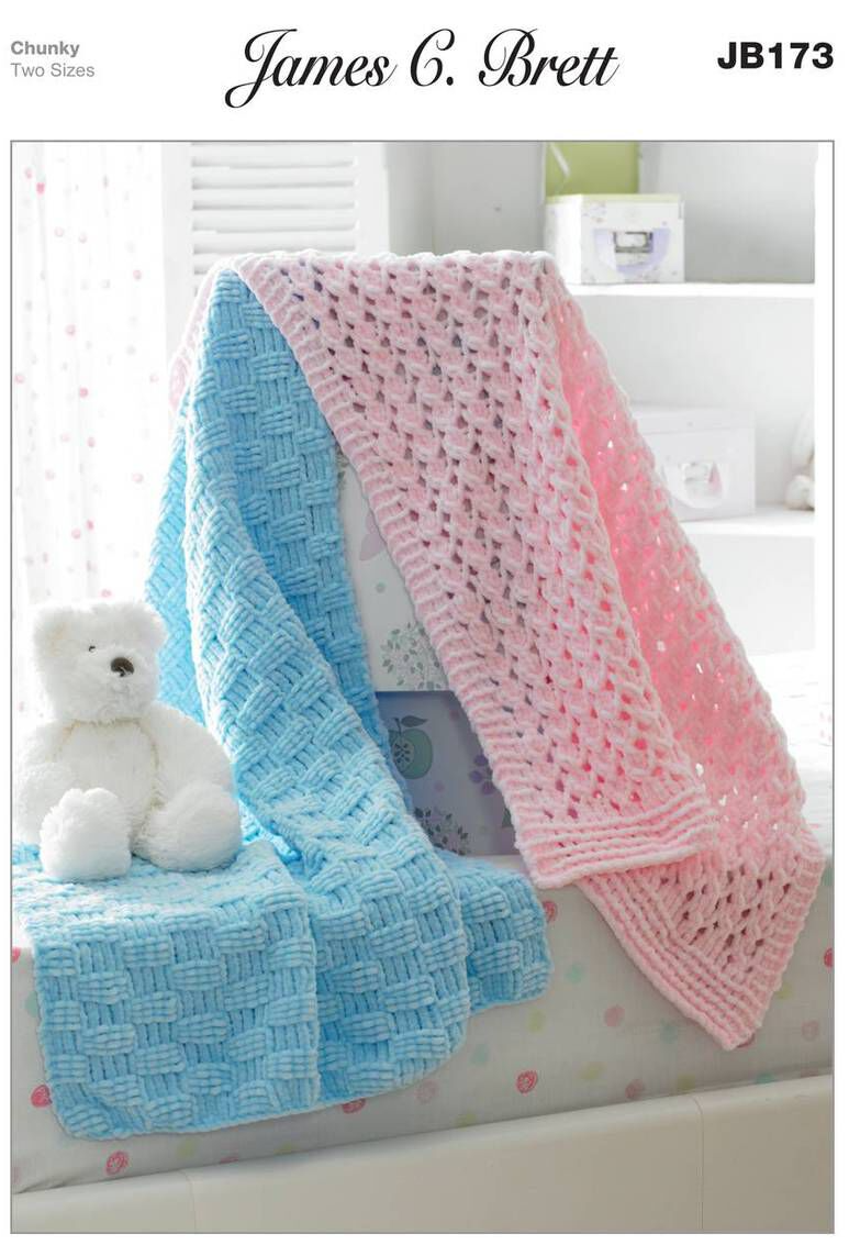 Knitting Pattern JB173 - Blankets in Flutterby Chunky