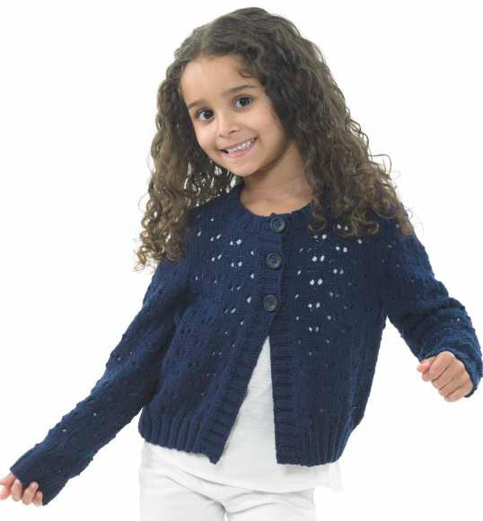 Knitting Pattern JB675 - Girls Cardigan in Pure Cotton DK
