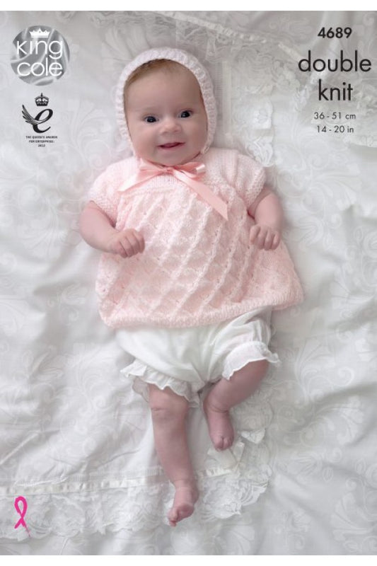 Knitting Pattern 4689 - Angel Top , Cardigan, Bonnet & Blanket in DK
