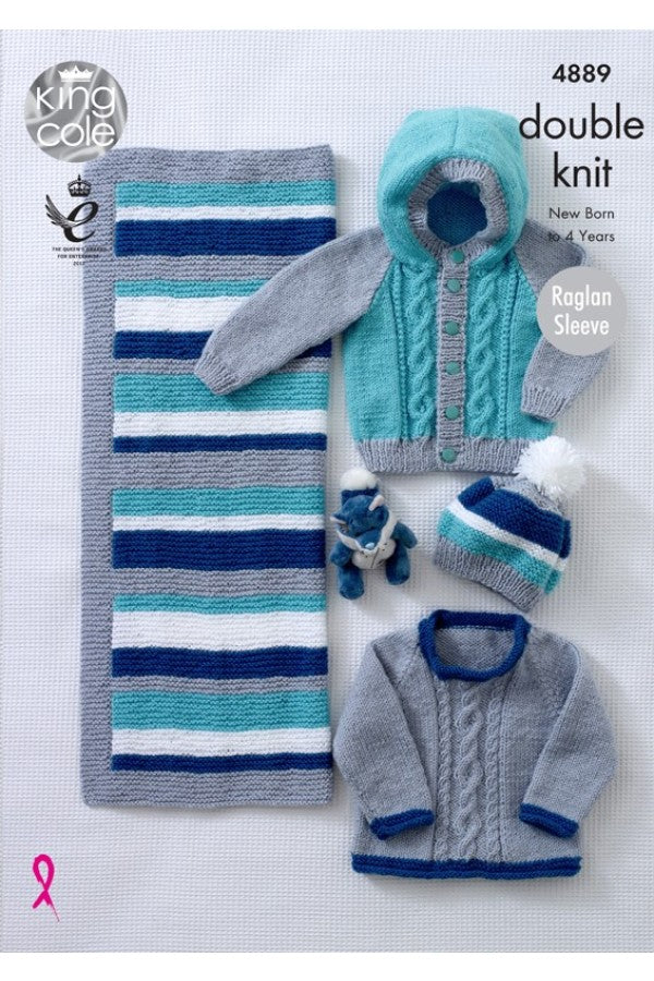 Knitting Pattern 4889 - Sweater, Jacket, Hat & Blanket in DK