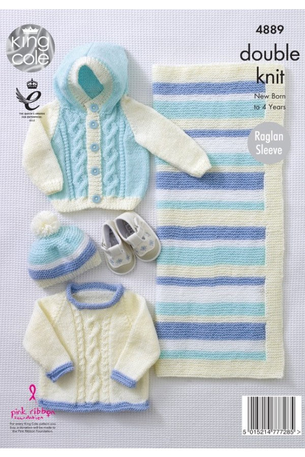 Knitting Pattern 4889 - Sweater, Jacket, Hat & Blanket in DK
