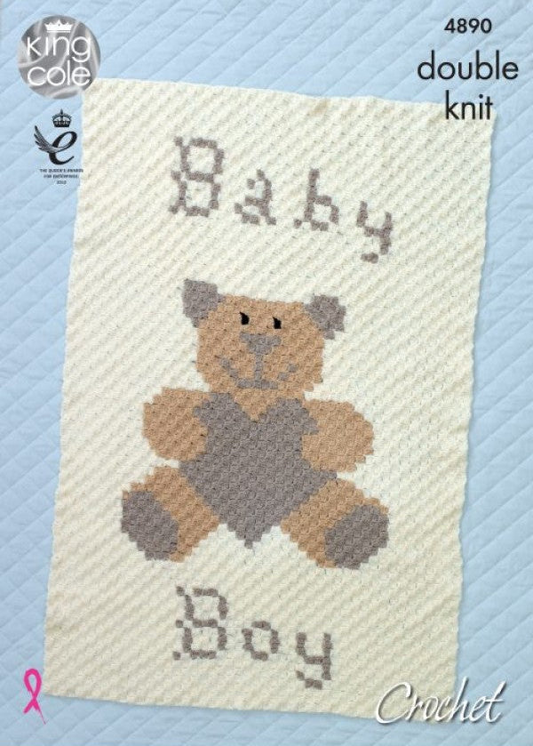 Crochet Pattern 4890 - Baby Boy & Baby Girl Blankets in DK