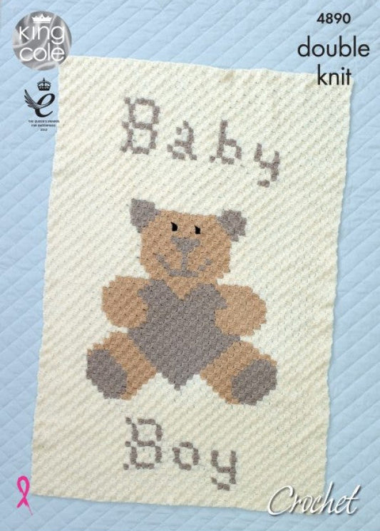 Crochet Pattern 4890 - Baby Boy & Baby Girl Blankets in DK