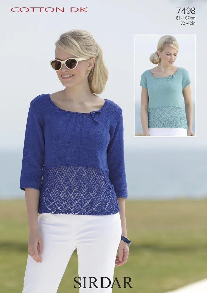 Knitting Pattern 7498 - Tops in Cotton DK