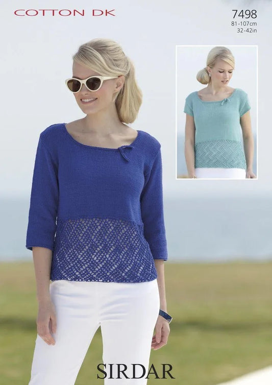 Knitting Pattern 7498 - Tops in Cotton DK
