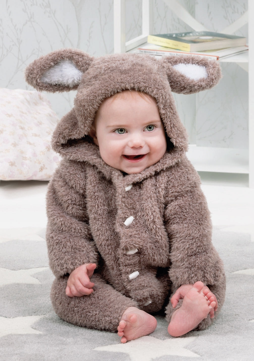 Knitting Pattern P1295 - Bunny Onesie in Peter Pan Precious Chunky