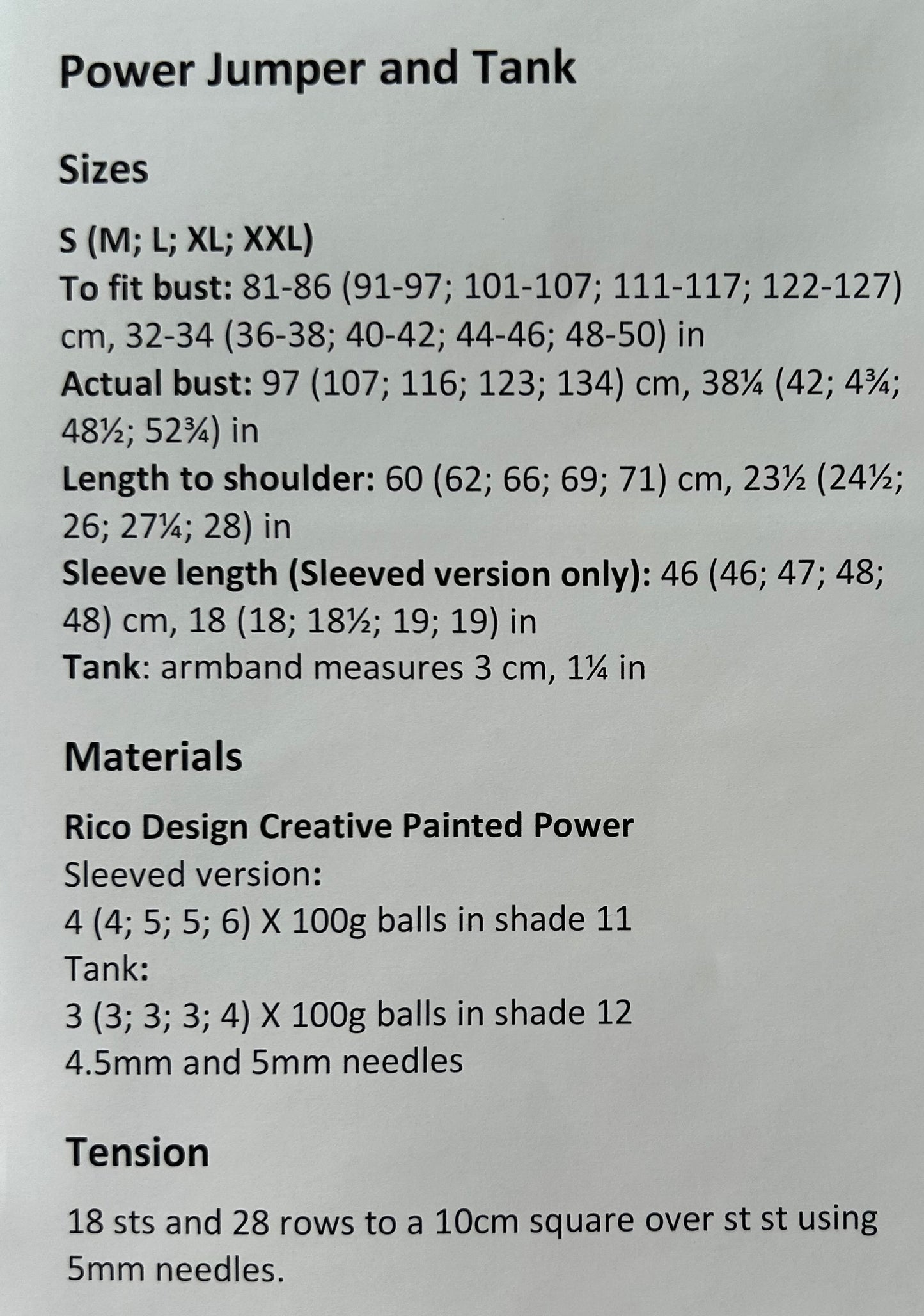 Knitting Pattern - Painted Power Aran Jumper  & Tank Top - FREE (Only with purchase of yarn)