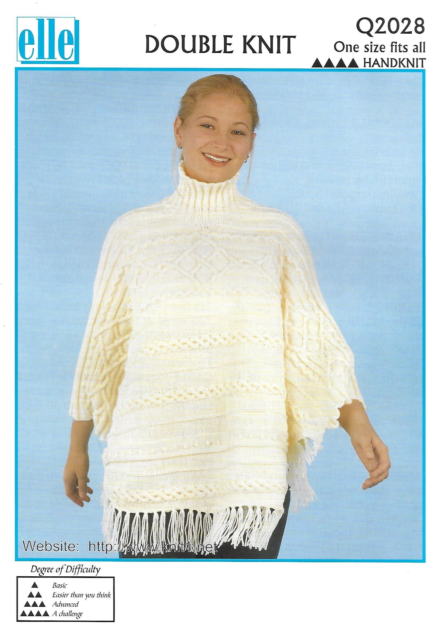Knitting Pattern Q2028 - Womens Poncho with Cables in DK