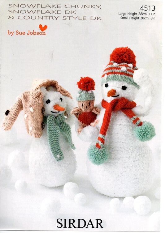 Knitting Pattern 4513 - Snowmen in Snowflake Chunky & Country Style DK