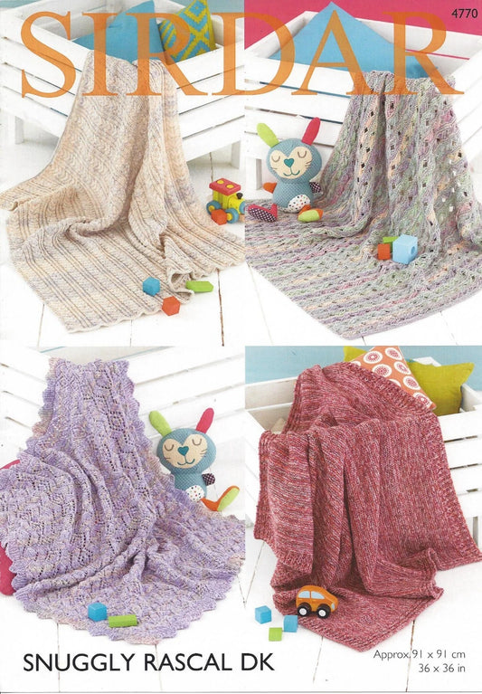 Knitting Pattern 4770 - Blankets in Snuggly Rascal DK