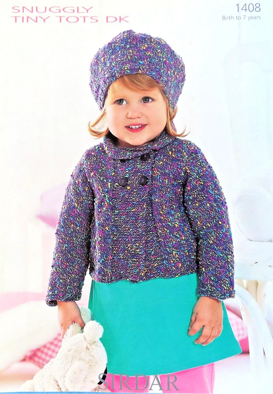 Knitting Pattern 1409 - Jacket with Beret in Tiny Tots DK