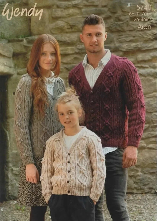 Knitting Pattern 5740 - Family Cardigans in Aran