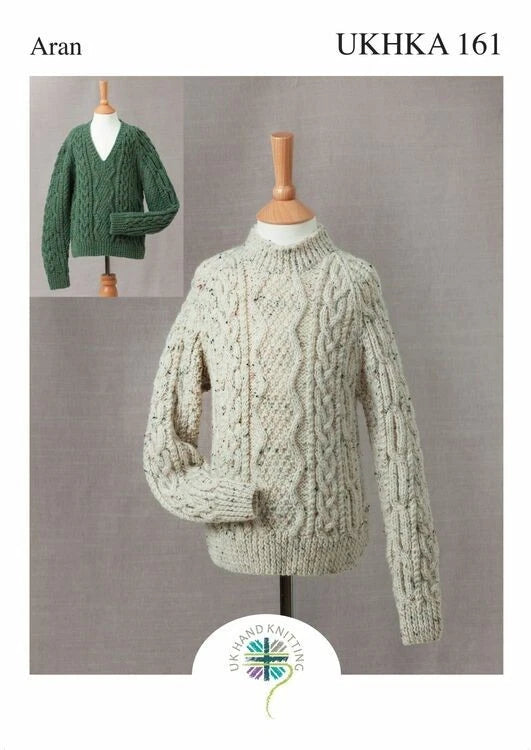 Knitting Pattern UKHKA/161 - Cabled Jumpers in Aran