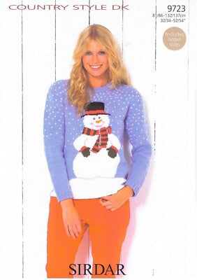 Knitting Pattern 9723 - Snowman Sweater in Country Style DK