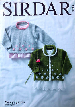 Knitting Pattern 5287 - Cardigan & Sweater in Snuggly 4 Ply