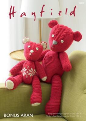 Knitting Pattern 7802 - Patchwork Bears in Bonus Aran