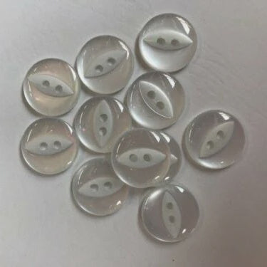 2 Hole - Fish Eye Button - 13mm - White
