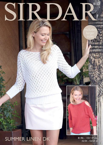 Knitting Pattern 8137 - Tops in Summer Linen DK