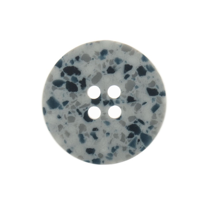 4 Hole Button - 18mm - Recycled Plastic Scrap - Silver/Grey