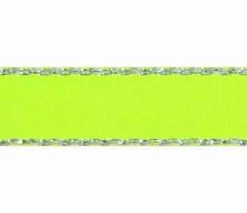 Metallic Silver Edged Satin Ribbon 15mm - Neon