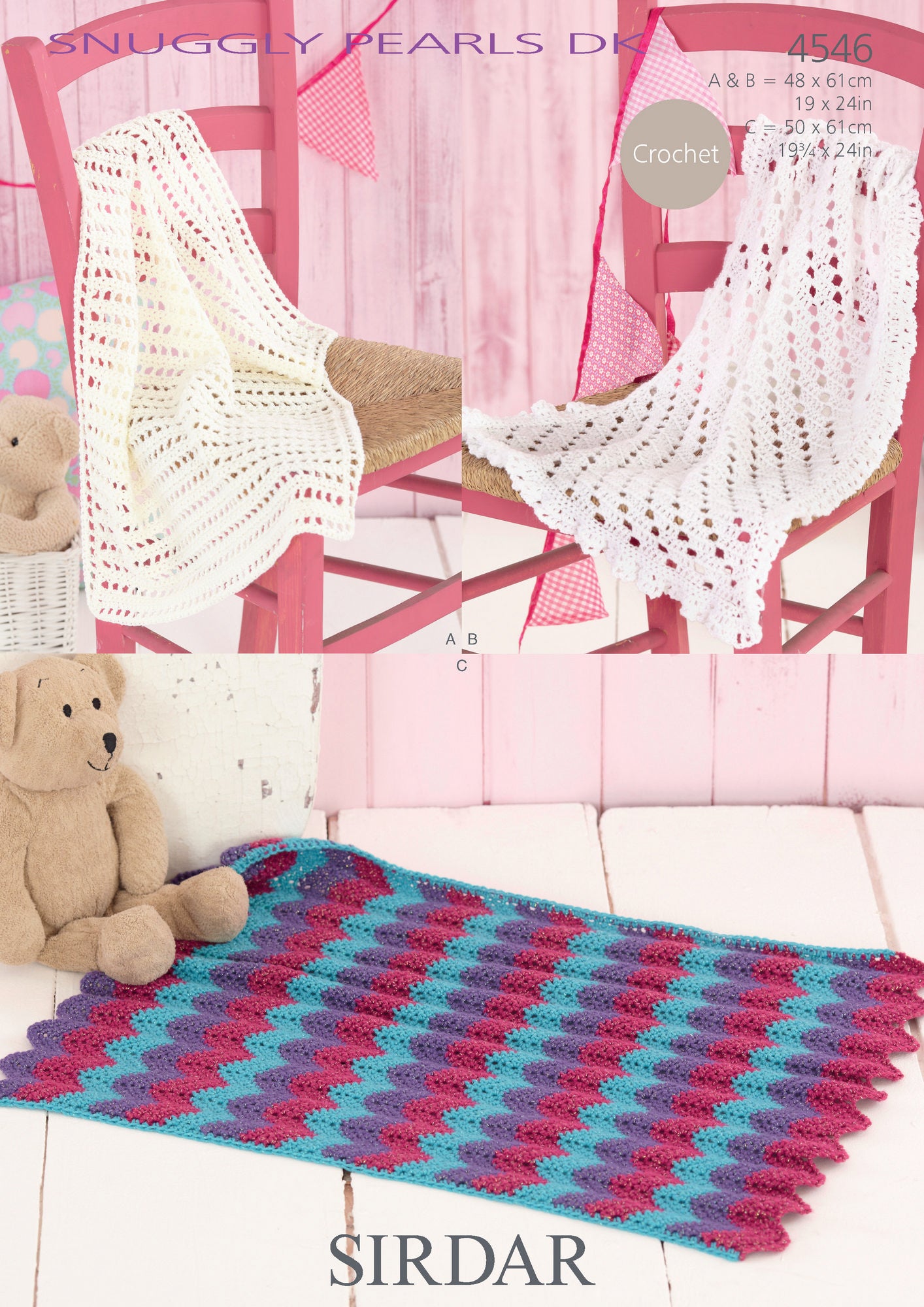 Crochet Pattern 4546 - Blankets in Snuggly Pearls DK