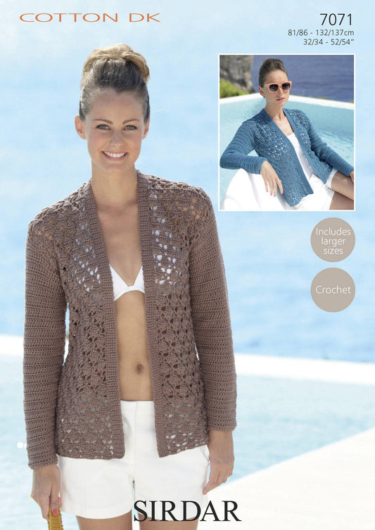 Crochet Pattern 7071 - Cardigan/Jackets in Cotton DK