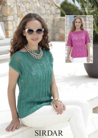Knitting Pattern 7079 - Womans Square & T-Shaped Tops in Cotton DK