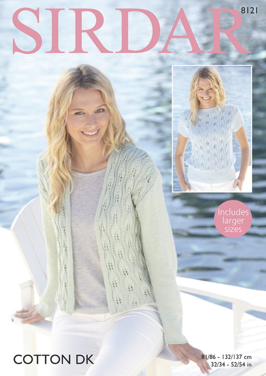 Knitting Pattern 8121 - Jacket & Top in Cotton Dk