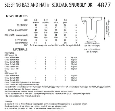 Knitting Pattern 4877 - Sleeping Bag & Hat in Snuggly DK
