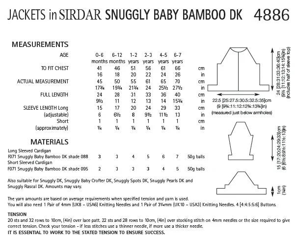 Knitting Pattern 4886 - Cardigans in Snuggly Baby Bamboo DK