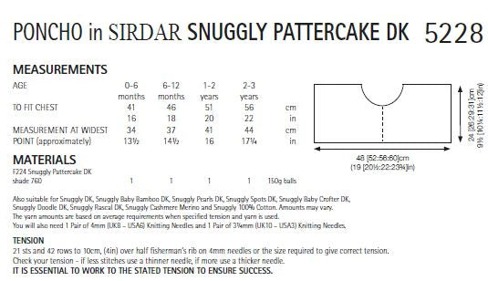 Knitting Pattern 5228 - Poncho in Snuggly Pattercake DK