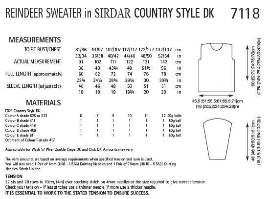 Knitting Pattern 7118 - Reindeer Jumper in Country Style DK