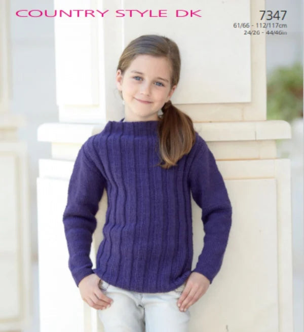 Knitting Pattern 7347 - Sweater & Sleeveless Top in Country Style DK