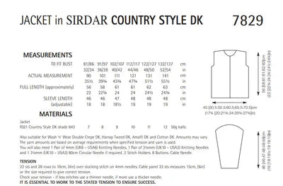 Knitting Pattern 7829 - Jacket in Country Style DK