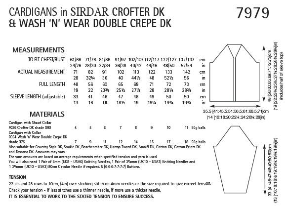 Knitting Pattern 7979 - Cardigans in DK